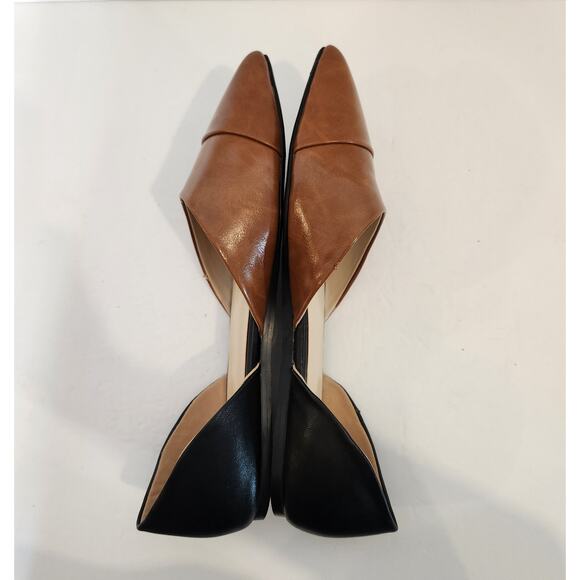 MONROE AND MAIN Brown Black D' Orsay Cap Pointed Toe Flats Womens 12M FLAWED - Picture 9 of 12